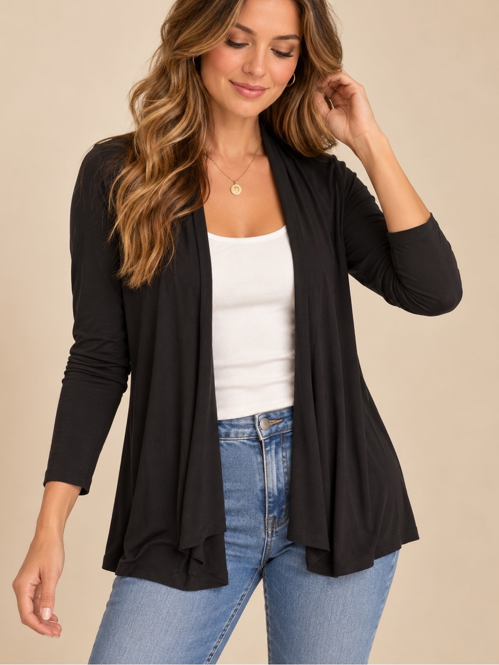 East 5th Black Open Front Long Cardigan Size XL